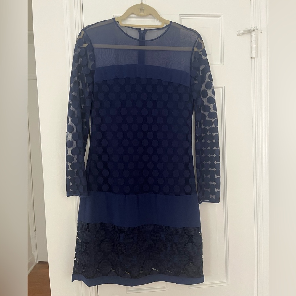 Diane Von Furstenberg Navy Long Sleeve Dress